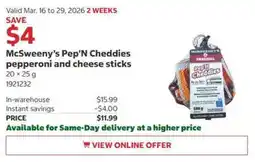Costco McSweeny's Pep'N Cheddies pepperoni and cheese sticks offer