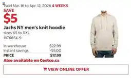 Costco Jachs NY men's knit hoodie offer