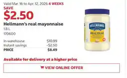 Costco Hellmann's real mayonnaise offer