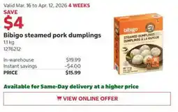 Costco Bibigo steamed pork dumplings offer