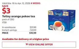 Costco Tetley orange pekoe tea offer