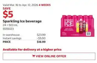 Costco Sparkling Ice beverage offer