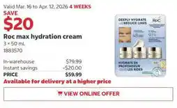 Costco Roc max hydration cream offer