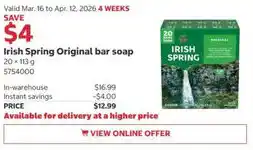 Costco Irish Spring Original bar soap offer