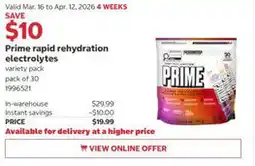 Costco Prime rapid rehydration electrolytes offer