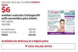 Costco Webber naturals collagen30 with ceramides plus biotin offer