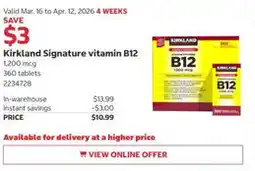 Costco Kirkland Signature vitamin B12 offer