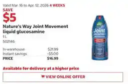 Costco Nature's Way Joint Movement liquid glucosamine offer