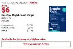 Costco Breathe Right nasal strips offer