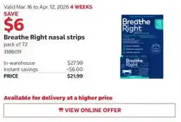 Costco Breathe Right nasal strips offer