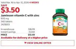Costco Jamieson vitamin C with zinc offer