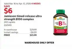 Costco Jamieson timed-release ultra strength B100 complex offer
