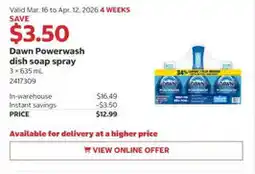 Costco Dawn Powerwash dish soap spray offer