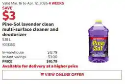 Costco Pine-Sol lavender clean multi-surface cleaner and deodorizer offer