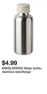 IKEA ENKELSPÅRIG Water bottle, stainless steel/beige offer