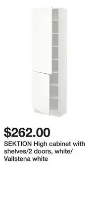 IKEA SEKTION High cabinet with shelves/2 doors, white/Vallstena white offer