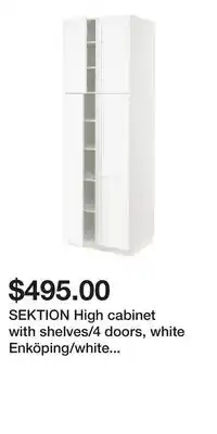 IKEA SEKTION High cabinet with shelves/4 doors, white Enköping/white wood effect offer