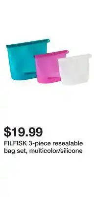 IKEA FILFISK 3-piece resealable bag set, multicolor/silicone offer