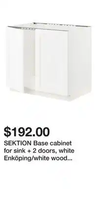 IKEA SEKTION Base cabinet for sink + 2 doors, white Enköping/white wood effect offer
