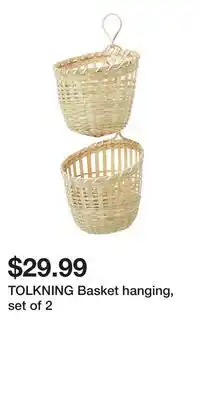 IKEA TOLKNING Basket hanging, set of 2 offer