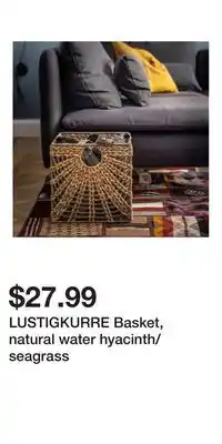 IKEA LUSTIGKURRE Basket, natural water hyacinth/seagrass offer