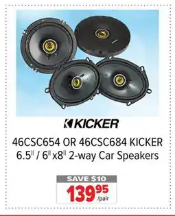 2001 Audio Video 46CSC654 OR 46CSC684 KICKER 6.5 / 6 x8 2-way Car Speakers offer