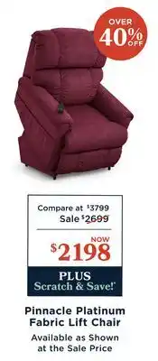 La Z Boy Pinnacle Platinum Fabric Lift Chair offer