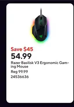Staples Razer Basilisk V3 Ergonomic Gaming Mouse offer