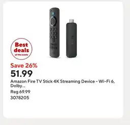 Staples Amazon Fire TV Stick 4K Streaming Device - Wi-Fi 6, Dolby Vision/Atmos (2023) offer