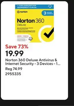 Staples Norton 360 Deluxe Antivirus & Internet Security - 3 Devices - 1 Year Subscription [Digital Download] offer