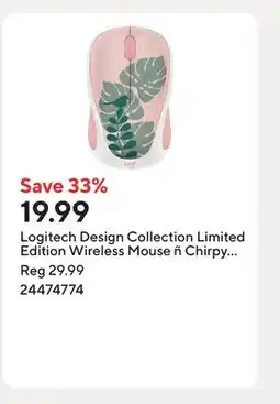 Staples Logitech Design Collection Limited Edition Wireless Mouse ñ Chirpy Bird offer