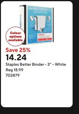 Staples Staples Better Binder - 3 - White offer