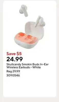 Staples Skullcandy Smokin Buds In-Ear Wireless Earbuds - White offer