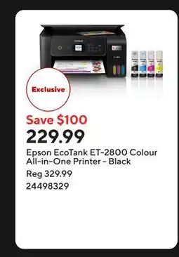 Staples Epson EcoTank ET-2800 Colour All-in-One Printer - Black offer