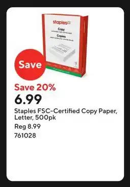 Staples Staples FSC-Certified Copy Paper, Letter offer