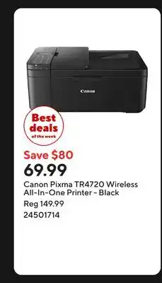 Staples Canon Pixma TR4720 Wireless All-In-One Printer - Black offer