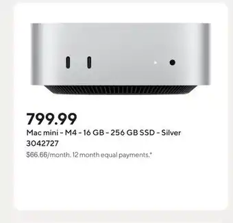 Staples Mac mini - M4 - 16 GB - 256 GB SSD - Silver offer