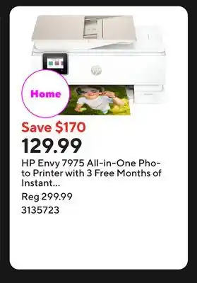 Staples HP Envy 7975 All-in-One Photo Printer with 3 Free Months of Instant Ink offer