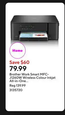 Staples Brother Work Smart MFC-J1260W Wireless Colour Inkjet All-in-One Printer offer