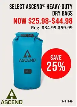 Cabela's SELECT ASCEND HEAVY-DUTY DRY BAGS offer