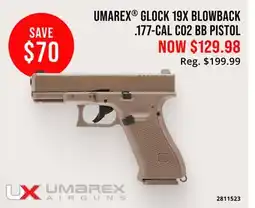 Cabela's UMAREX GLOCK 19X BLOWBACK. 177-CAL CO2 BB PISTOL offer