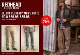 Cabela's SELECT REDHEAD MEN'S PANTS offer