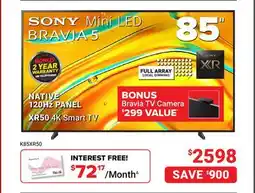 Visions Electronics SONY NATIVE 120Hz PANEL XR50 4K Smart TV offer