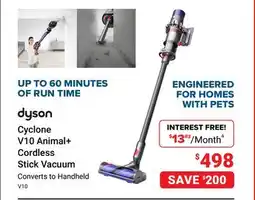 Visions Electronics dyson Cyclone V10 Animal+ Cordless Stick Vacuum offer