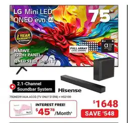 Visions Electronics Hisense 2.1-Channel Soundbar System offer