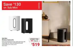 Visions Electronics SONOS Sub Mini Wireless Subwoofer offer