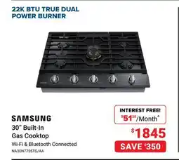 Visions Electronics SAMSUNG 30 Built-In Gas Cooktop offer
