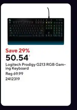 Staples Logitech Prodigy G213 RGB Gaming Keyboard offer