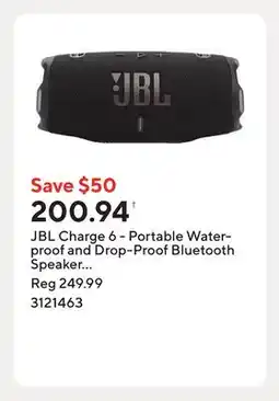 Staples JBL Charge 6 - Portable Waterproof and Drop-Proof Bluetooth Speaker - Black offer