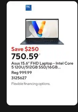 Staples Asus 15.6 FHD Laptop - Intel Core 5 120U/512GB SSD/16GB RAM/Windows 11 Home offer